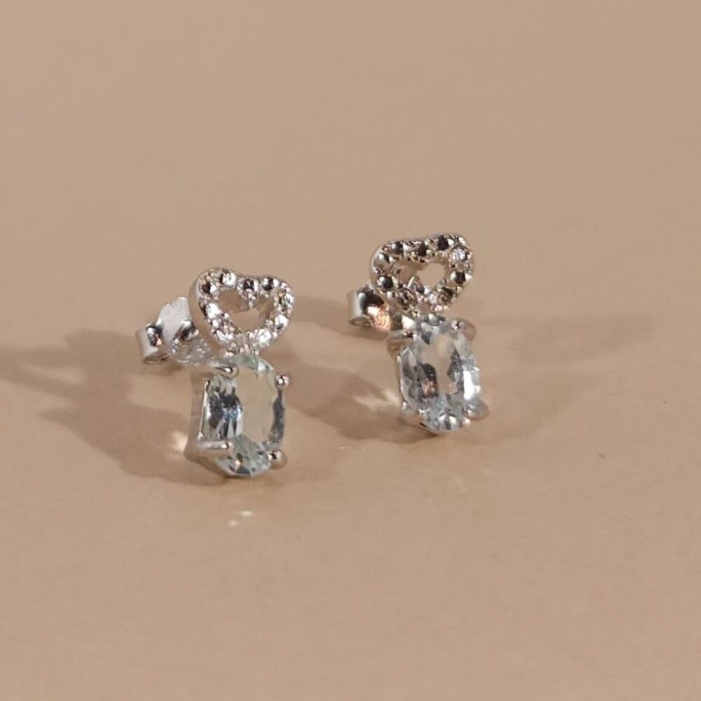 Aquamarine Earrings in Sterling Silver